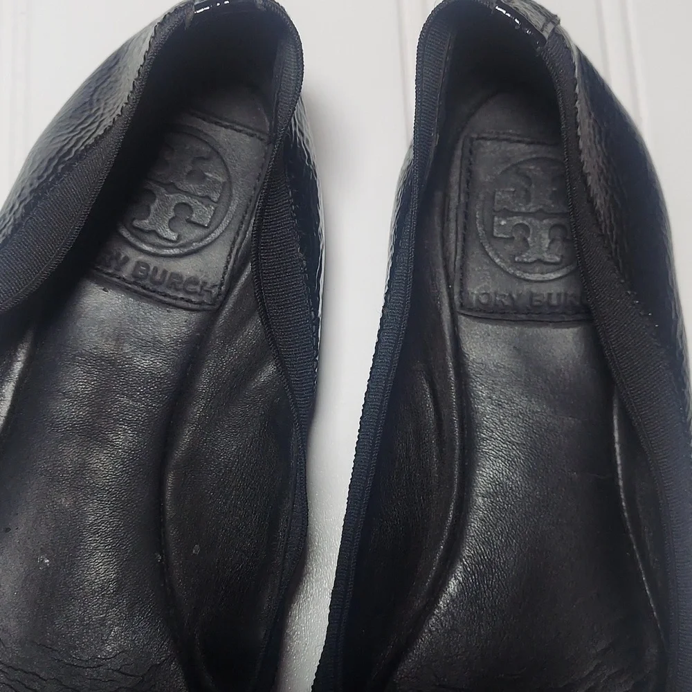 Tory Burch Caroline black patent leather ballet flats